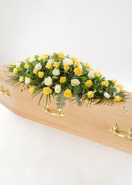 Yellow & White Rose Casket Spray (5' Shown)