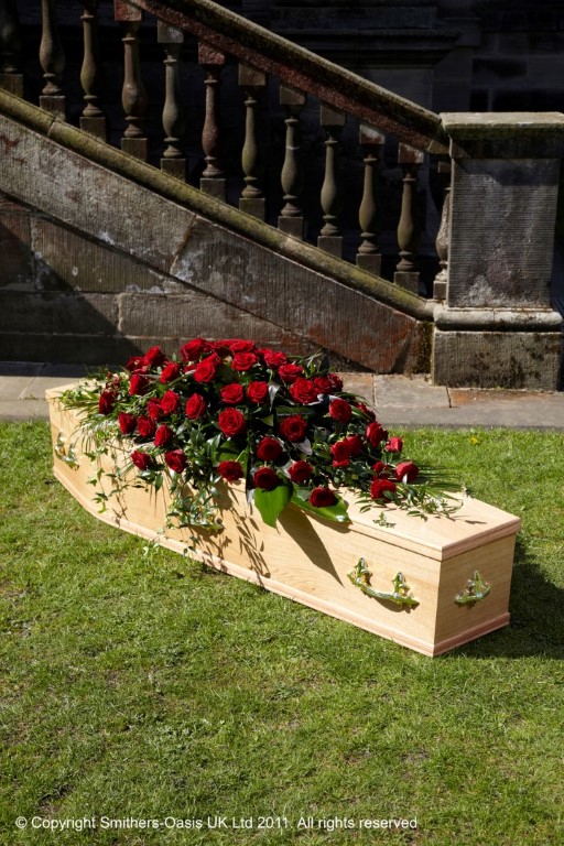 Red Rose Casket Spray (4' shown)