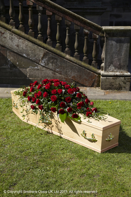 Red Rose Casket Spray (4' shown)